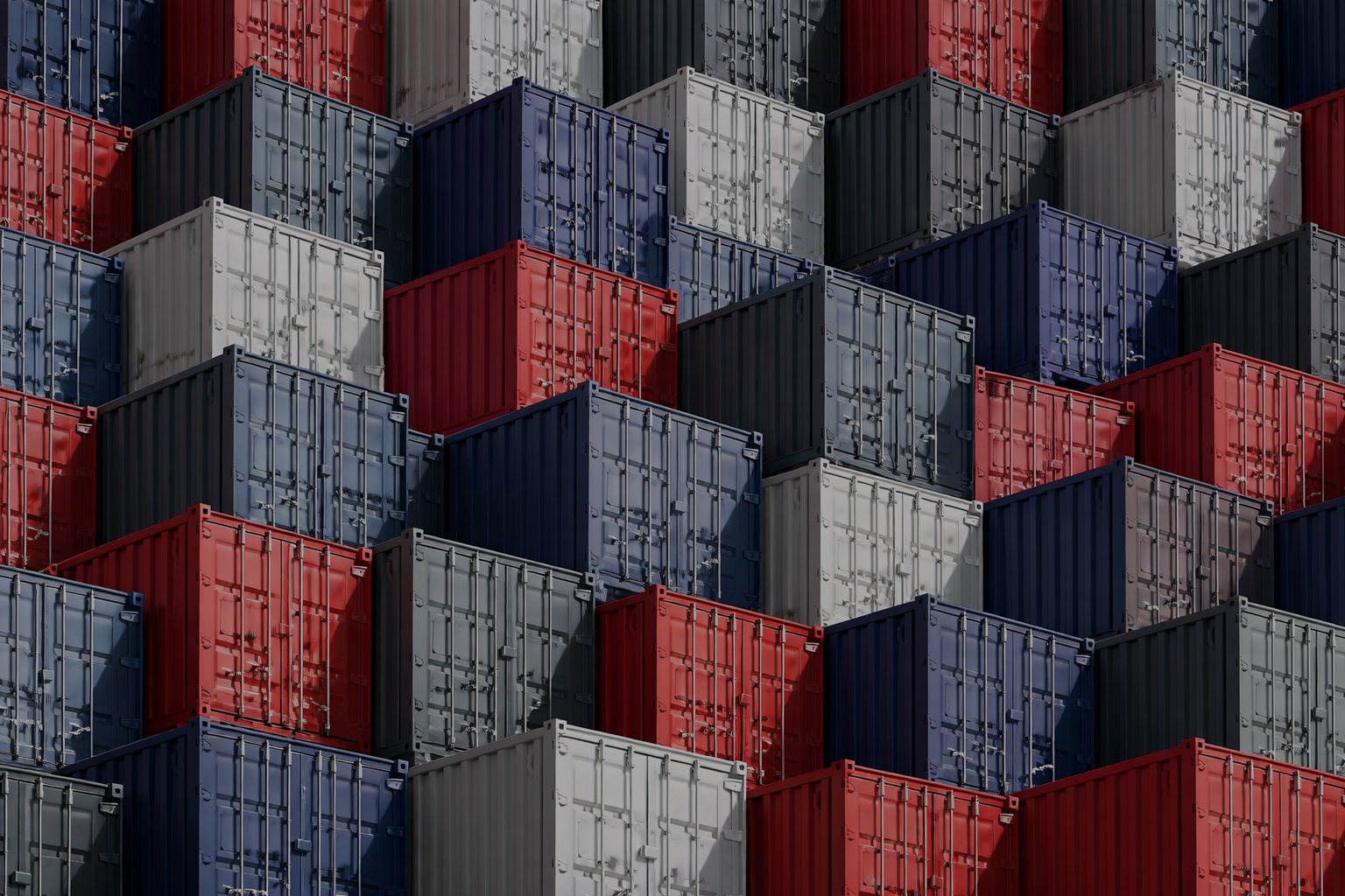 Shipping containers at rail yard